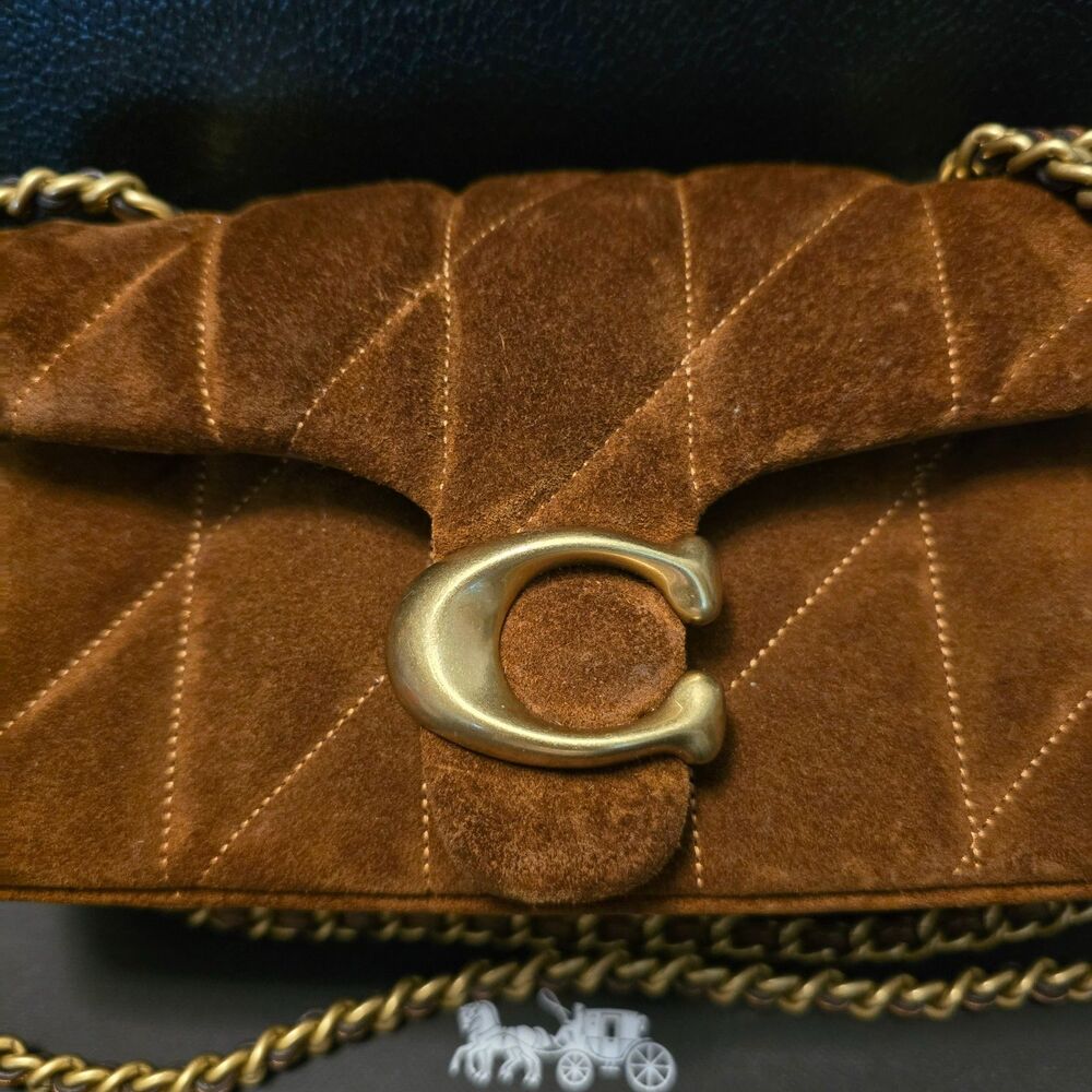 Coach Tabby 20 Brown Quilted Suede Shoulder Bag - Picture 3 of 14